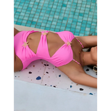 Trendsi pink one piece swimsuit with cutouts and starfish accents by poolside