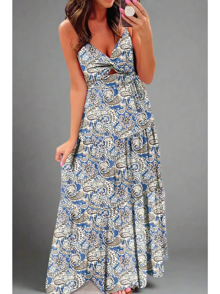Lets Do Brunch Hun- Blue Paisley Maxi Dress - Beach Babes Beachwear - Fort Lauderdale