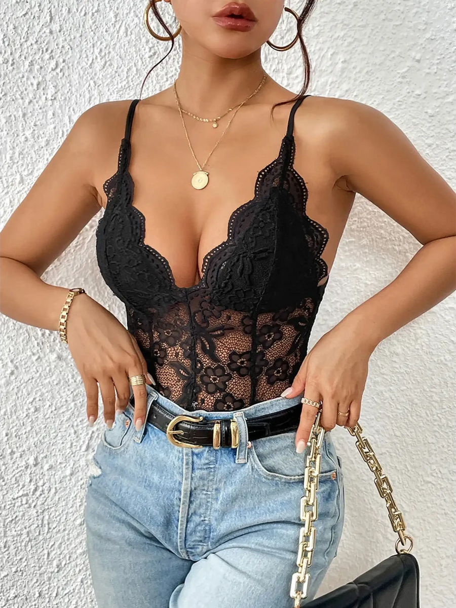 Black Sexy Lace Bodysuit - Beach Babes Beachwear - Fort Lauderdale