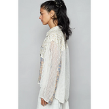 Trendsi long sleeve shirt featuring lightweight fabric and a relaxed fit boho chic beachwear top