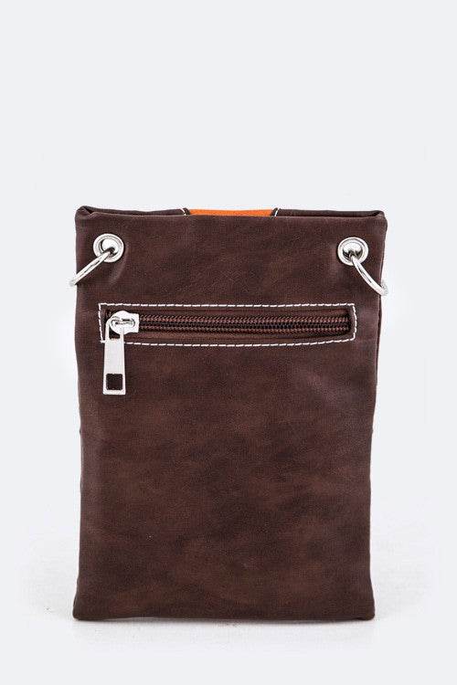 Babe Beachwear brown boho summer crossbody purse with silver zipper and sleek design