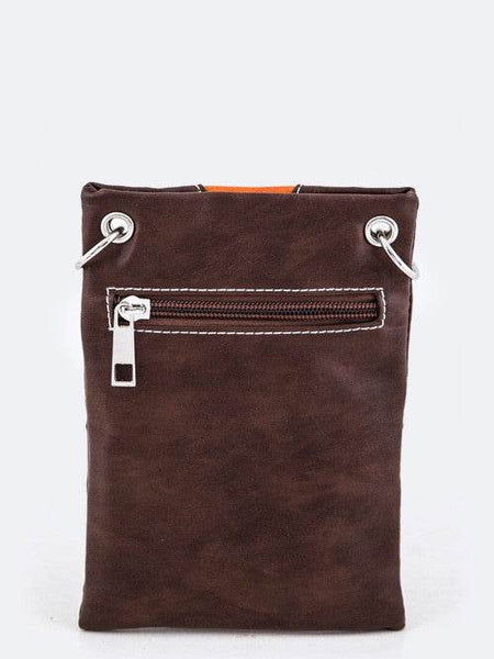 Babe Beachwear brown boho summer crossbody purse with silver zipper and sleek design