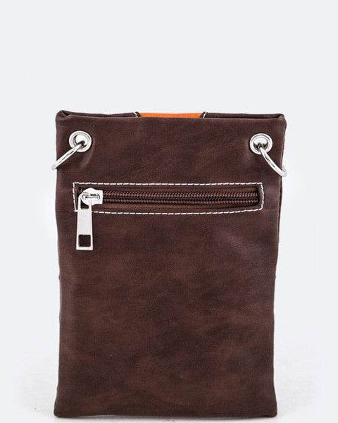 Babe Beachwear brown boho summer crossbody purse with silver zipper and sleek design