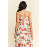 Trendsi boho tiered maxi dress with floral print and spaghetti straps shown from the back