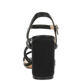 Babe Beachwear black block heel sandal shown from the back featuring straps and buckle closure