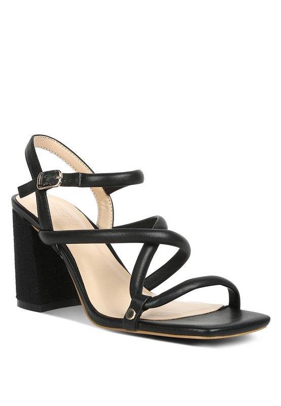 Babe Beachwear black strappy block heel summer sandals with buckle closure