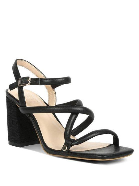 Babe Beachwear black strappy block heel summer sandals with buckle closure