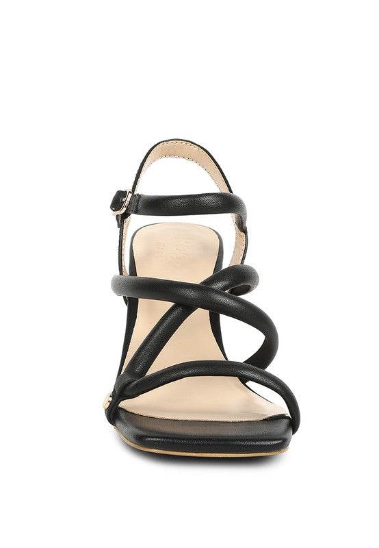 Babe Beachwear black strappy shoes contrasting with nude block heel summer sandals style