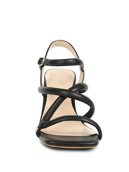Babe Beachwear black strappy shoes contrasting with nude block heel summer sandals style