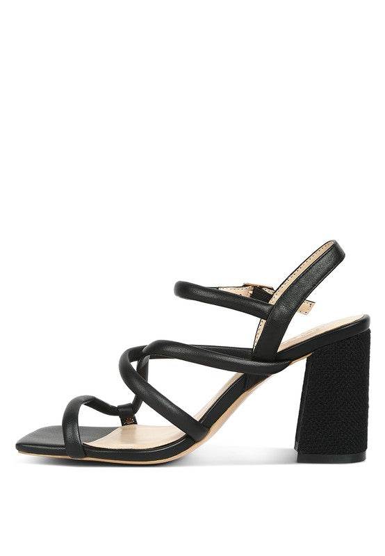 Babe Beachwear black strappy block heel summer sandals with adjustable ankle strap shoes