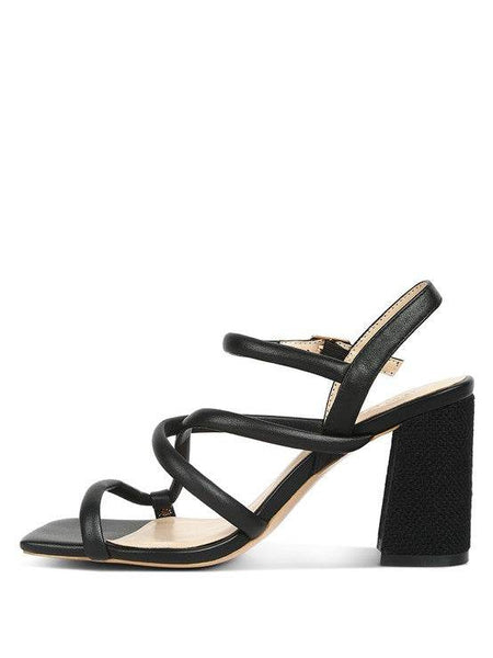Babe Beachwear black strappy block heel summer sandals with adjustable ankle strap shoes