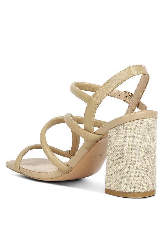 Babe Beachwear nude block heel summer sandals with strappy design and textured block heel