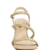 Babe Beachwear nude block heel summer sandals with multiple straps and ankle buckle