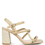 Babe Beachwear nude block heel summer sandals with ankle strap and textured block heel
