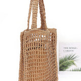Paris Crochet Straw Summer Tote by Babe Beachwear natural woven beach bag with long handles