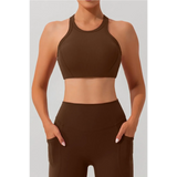 Babe Beachwear women's racerback active tank in dark brown fitted style