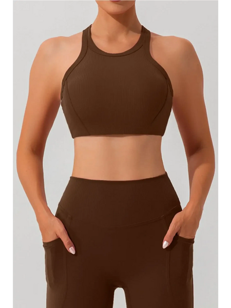 Babe Beachwear women's racerback active tank in dark brown fitted style