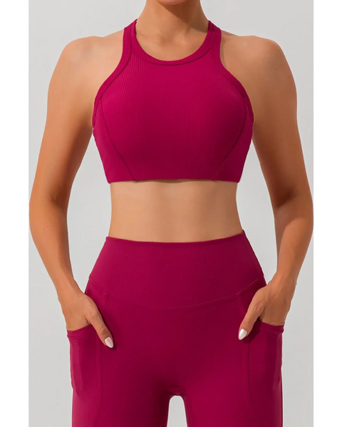 Babe Beachwaer women's racerback active tank in vibrant magenta with a fitted, ribbed design