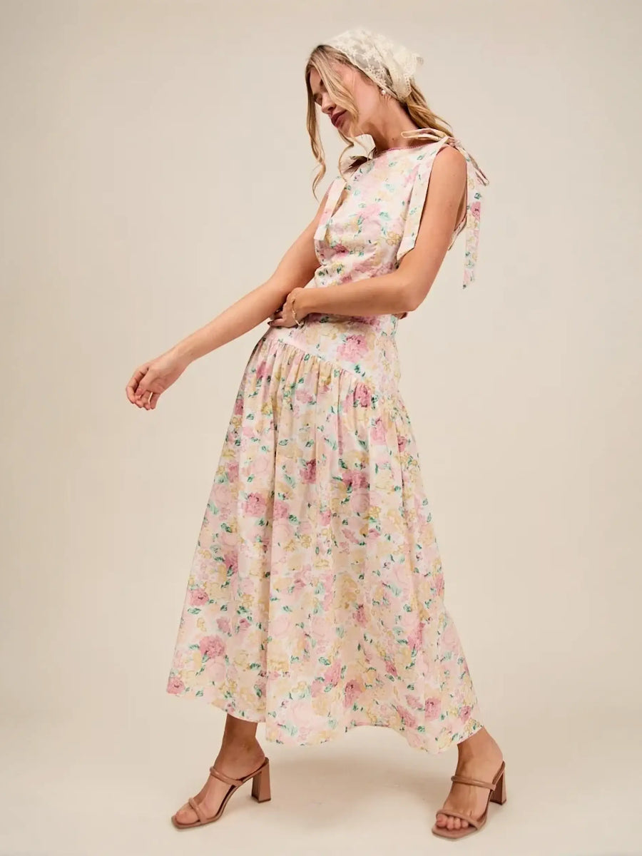 Trendsi floral skirt set featuring a sleeveless top and flowy skirt perfect as a breathable vacation outfit for women