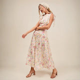Trendsi floral skirt set featuring a sleeveless top and flowy skirt perfect as a breathable vacation outfit for women