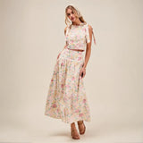 Trendsi floral skirt set with sleeveless top and long skirt breathable vacation outfit for women