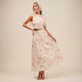 Trendsi floral skirt set in soft pastel colors breathable vacation outfit for women with sleeveless top and long flowy skirt