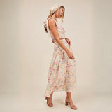 Trendsi floral skirt set in light fabric breathable vacation outfit for women with sleeveless top and midi skirt