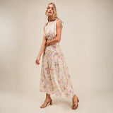 Trendsi floral skirt set worn by woman styled as a breathable vacation outfit for women
