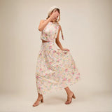 Trendsi floral skirt set with sleeveless top and midi skirt breathable vacation outfit for women