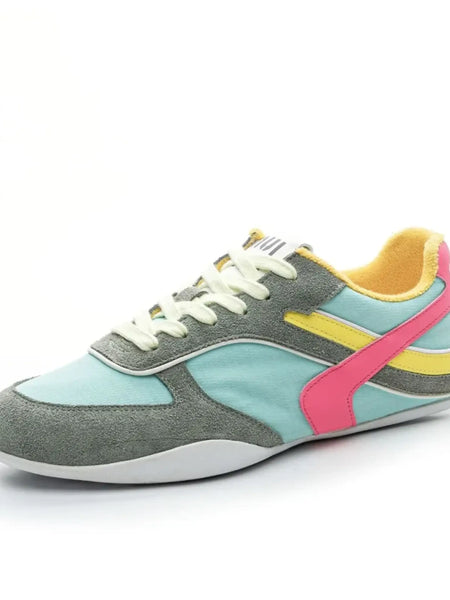 Trendsi bright colorful athletic shoe in pastel blue gray with pink and yellow accents