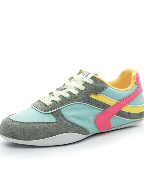 Trendsi bright colorful athletic shoe in pastel blue gray with pink and yellow accents