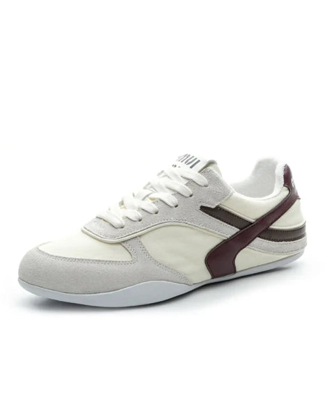 Trendsi white and brown lightweight shoes with suede detailing bright colorful athletic shoe