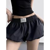 Babe Beachwaer Bubble Shorts-Summer 2025 in black casual style with elastic waistband