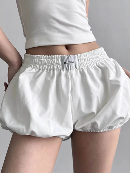 Babe Beachwear casual white bubble shorts with elastic waistband Bubble Shorts-Summer 2025