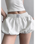 Babe Beachwear casual white bubble shorts with elastic waistband Bubble Shorts-Summer 2025