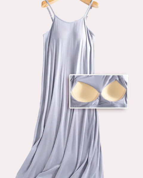 Trendsi light blue midi dress with adjustable straps featuring Built-In Bra Shelf Midi Dress for comfort