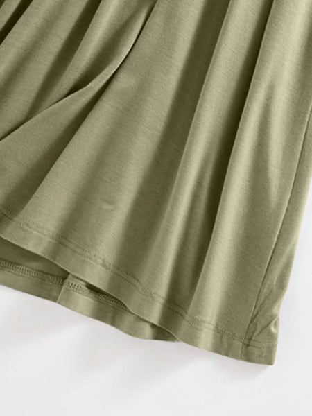 Close-up of olive green fabric detail on Trendsi Built-In Bra Shelf Midi Dress showing soft texture and stitching