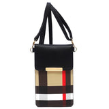 Babe Beachwaer Burnbury Plaid Crossbody Bag with black flap and adjustable strap
