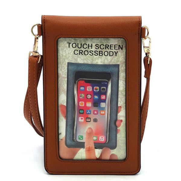 Burnbury Plaid Crossbody Bag by Babe Beachwear in brown with touchscreen phone pocket and adjustable strap