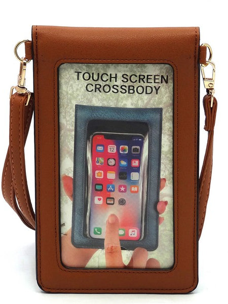 Burnbury Plaid Crossbody Bag by Babe Beachwear in brown with touchscreen phone pocket and adjustable strap