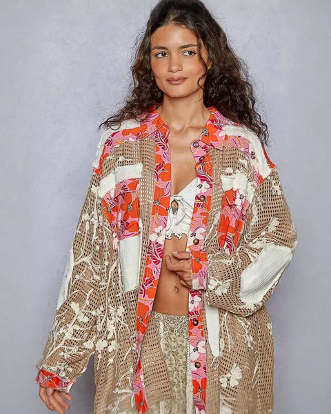 Bright floral and patterned cotton shirt for a stylish, standout look