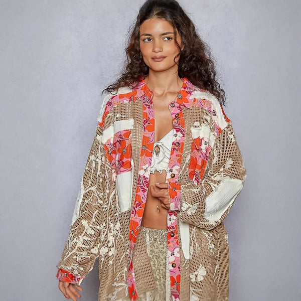 Bright floral and patterned cotton shirt for a stylish, standout look