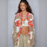 Colorful patchwork floral cotton shirt perfect as a stylish blouse or shirt for summer