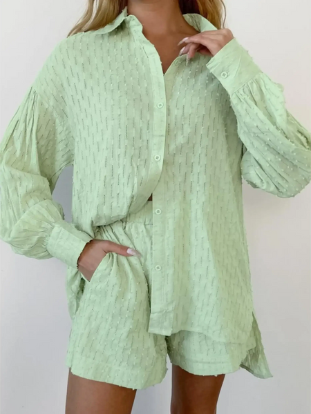 Classic Chic Resort Shorts and Top Set - Beach Babes Beachwear - Fort Lauderdale green ffrontal 