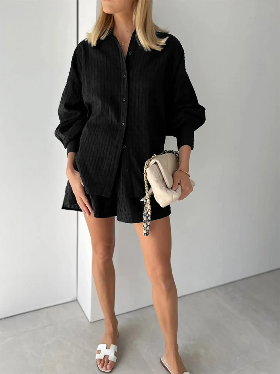 Classic Chic Resort Shorts and Top Set - Beach Babes Beachwear - Fort Lauderdale full frontal black 