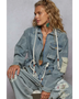  casual resort wear jacket for women with patchwork design and drawstring waist