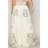 Babe Beachwear  casual summer pants with pockets featuring patchwork design and relaxed fit