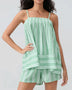 Trendsi smocked cami and shorts set in light green with white stripes perfect for casual summer wear