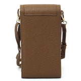 Brown Babe Beachwaer cell phone crossbody chain bag with adjustable strap and flap closure