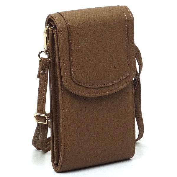 Brown Babe Beachwear cell phone crossbody chain bag with flap closure and adjustable strap